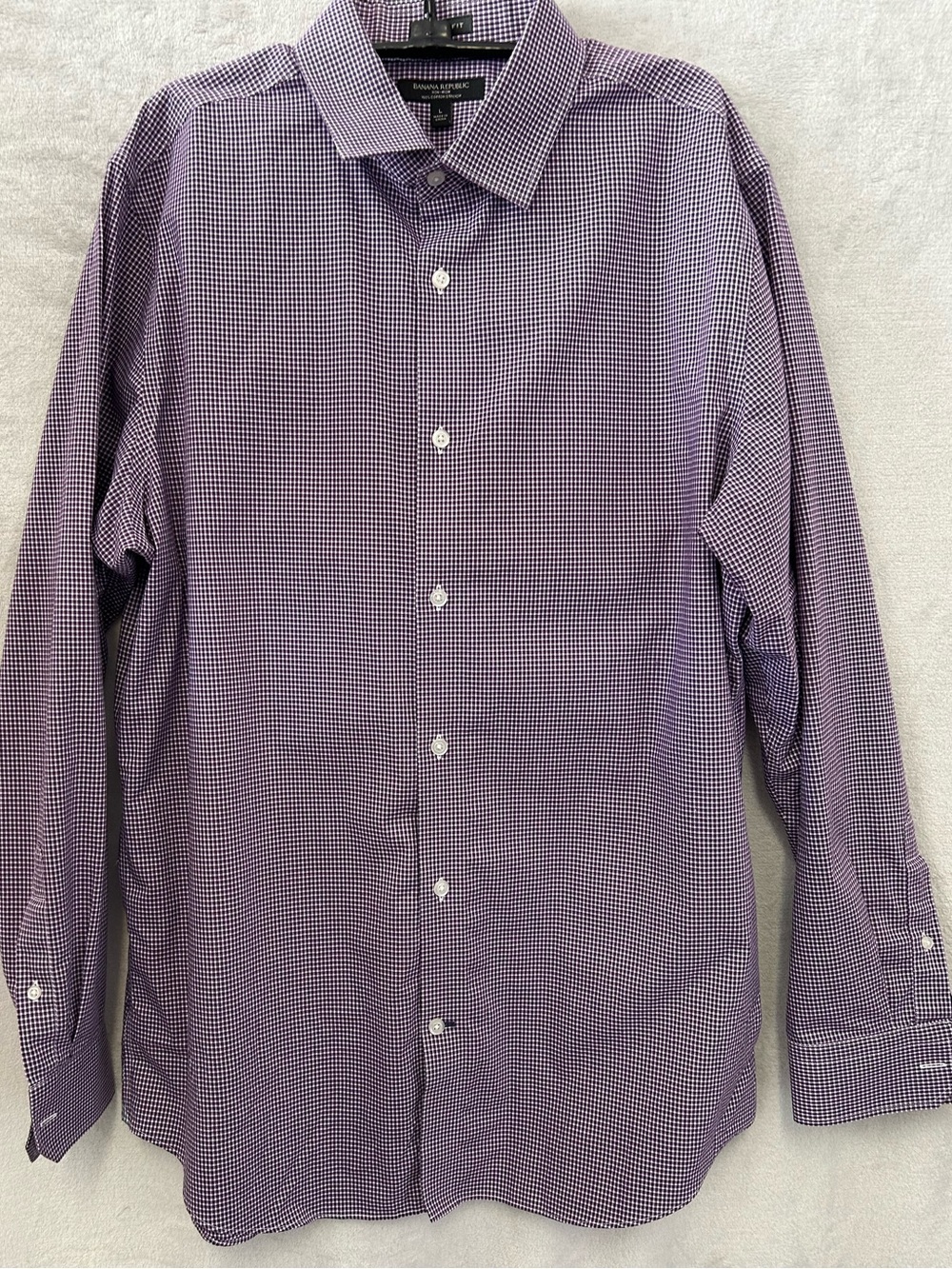Banana Republic 100% Cotton Purple Microcheck Dress Shirt